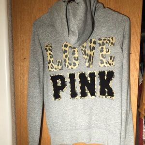 VICTORIAS SECRET PINK cheetah print zip up hoodie